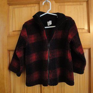 BABY GAP Fleece Red & Black Plaid Jacket size 3xl